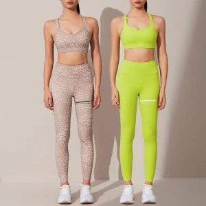 Custom Seamless Bonded Sports Bra Vest Women's High Waist Yoga Leggings Workout Set Gym Fitness Activewear Suit