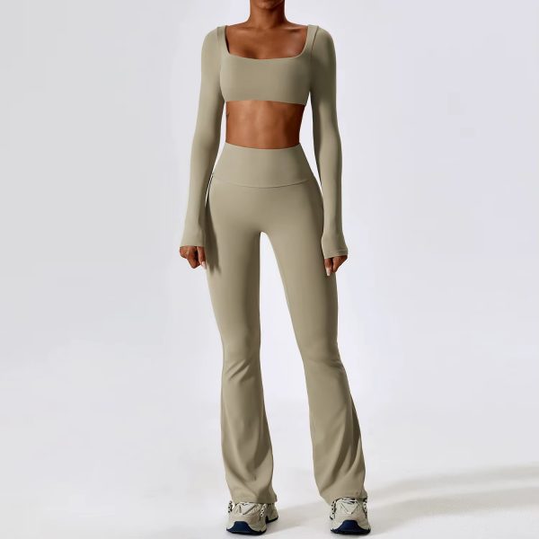 Autumn and winter customized women's sportswear solid yoga wear fitness sportswear suit two-piece set large size women's sportswear - 图片 5