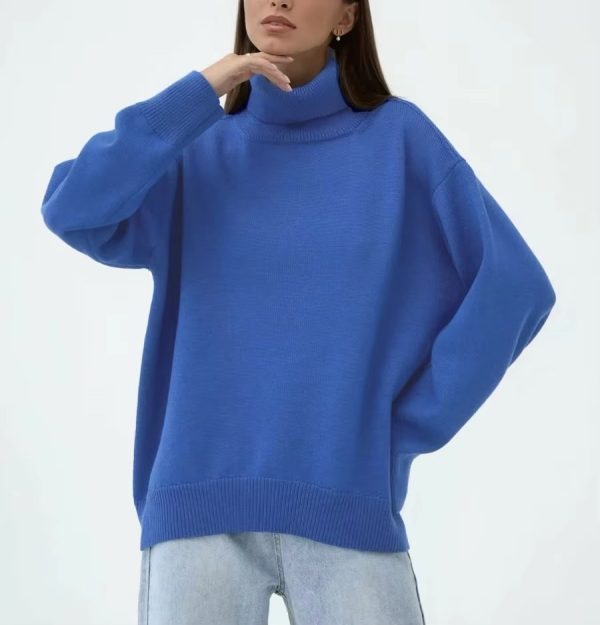 Women's Luxury Wool Lapel Thick Warm Sweater Anti-Piling Breathable Turtleneck Pullover Sweater - 图片 4