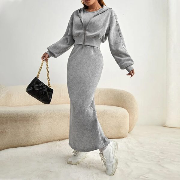 High Quality Grey Cropped Hoodie Women Customized Logo Fleece Long Sleeve Zipper Hoodie