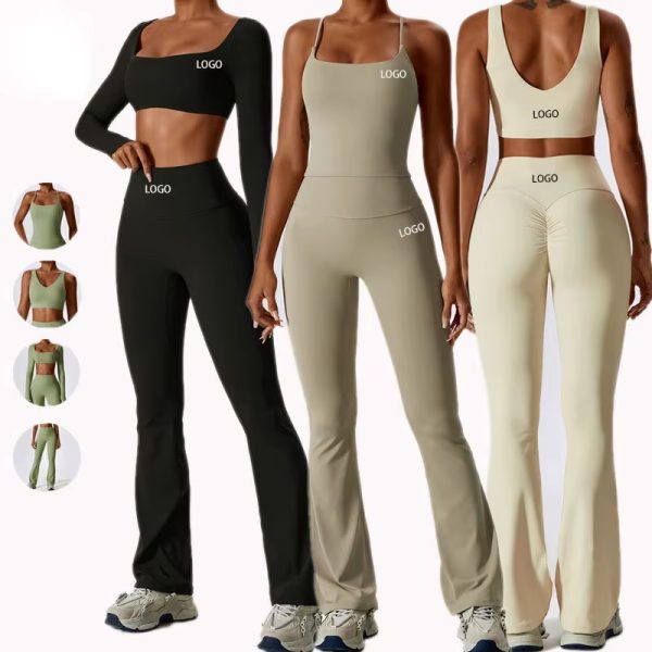 Autumn and winter customized women's sportswear solid yoga wear fitness sportswear suit two-piece set large size women's sportswear - 图片 2