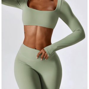 Autumn and winter customized women's sportswear solid yoga wear fitness sportswear suit two-piece set large size women's sportswear