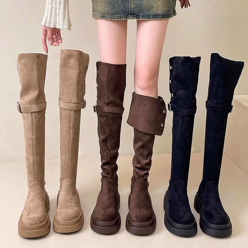 O1CN01x26YHY1CqxZPfQ8RH_!!2216604540133-0-cib.jpg_ Two-wear folded thick-soled long boots for women's 2025 autumn and winter new style chunky-heeled over-the-knee riding boots - Image 1