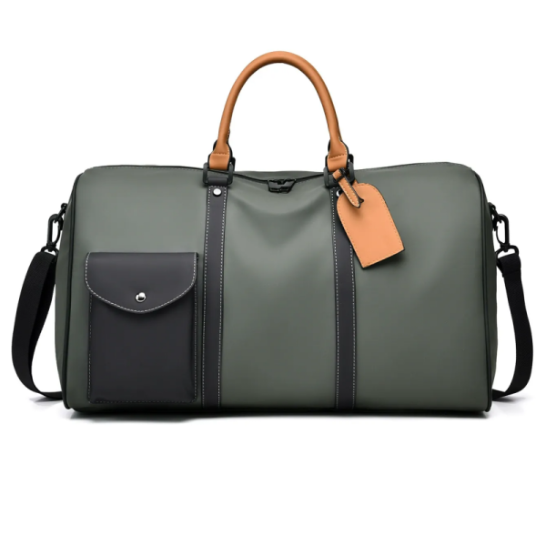 Leather Travel Duffel Bag Water Resistant Men Women Sports Adjustable Strap Multi Pocket