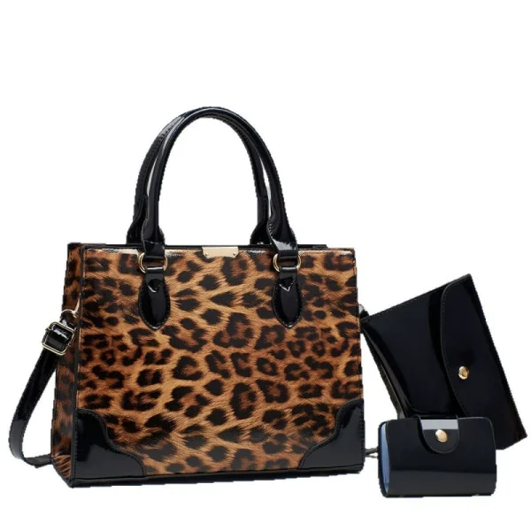 Women's Luxury Leopard Print Crossbody Bag, Large Capacity Commuter Bag, Three-Piece Set, High-End Women's Bag, New Style